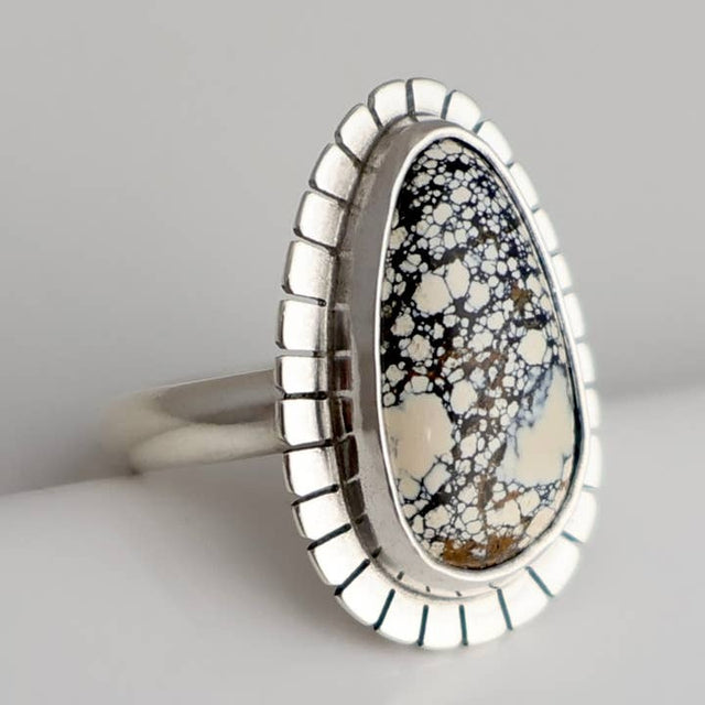 Carolyn Keys Handmade Jewelry - Lumi Ring #35 - Ivory Creek Variscite - Size 6