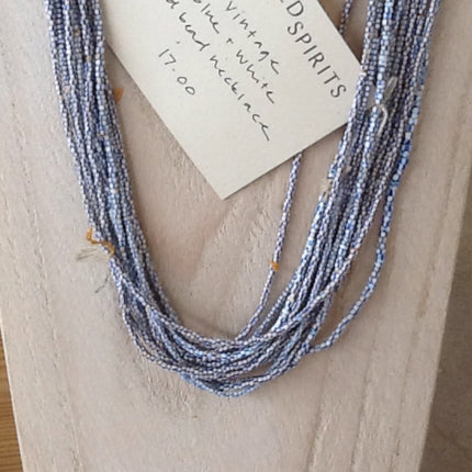 Vintage Blue & White Seed Bead Necklace