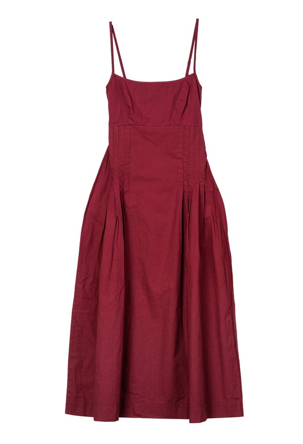 Ciao Lucia Karita Dress in Bordeaux Cotton Poplin