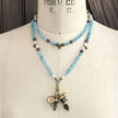 RFB 108 Affirmation Mala with Aquamarine Beads and Good Luck Amulets