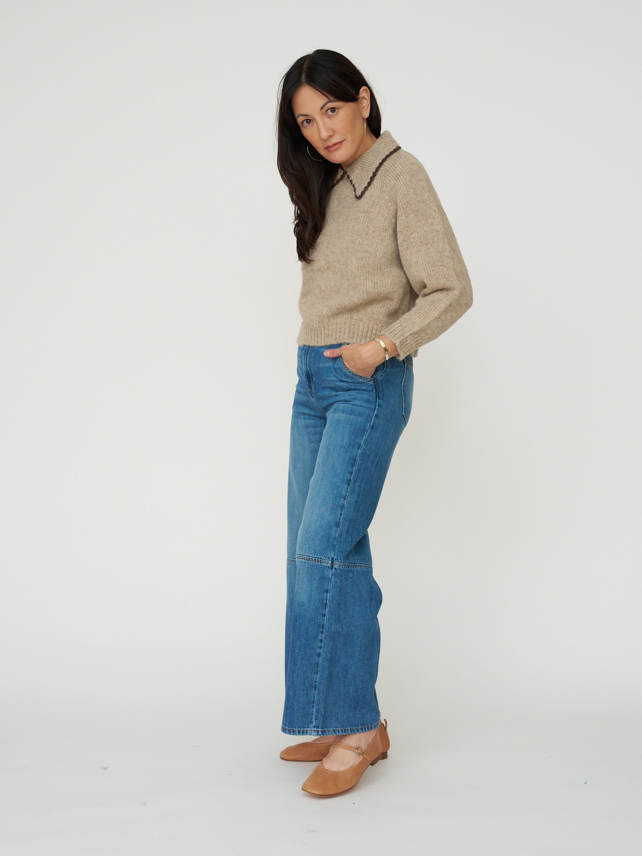 The Great. The Crochet Collar Pullover