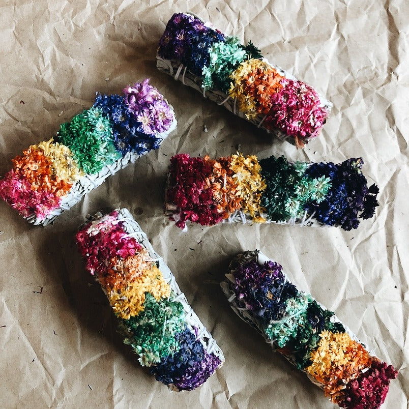 sea of roses Floral Sage Smudge Stick