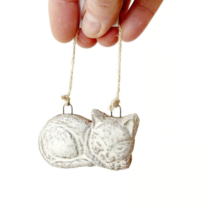 Gravesco Handmade Pottery Sleeping Cat Ornament