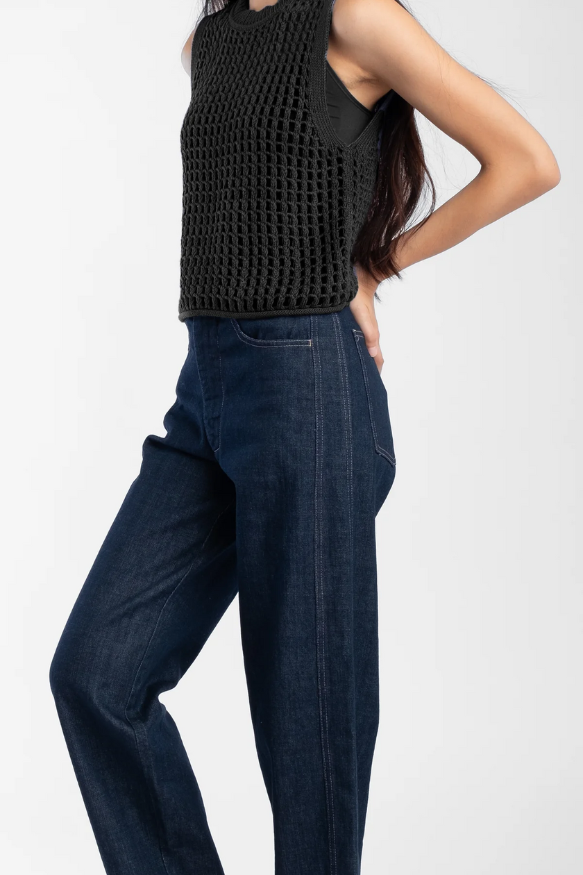 Micaela Greg Dark Indigo Panel Jean