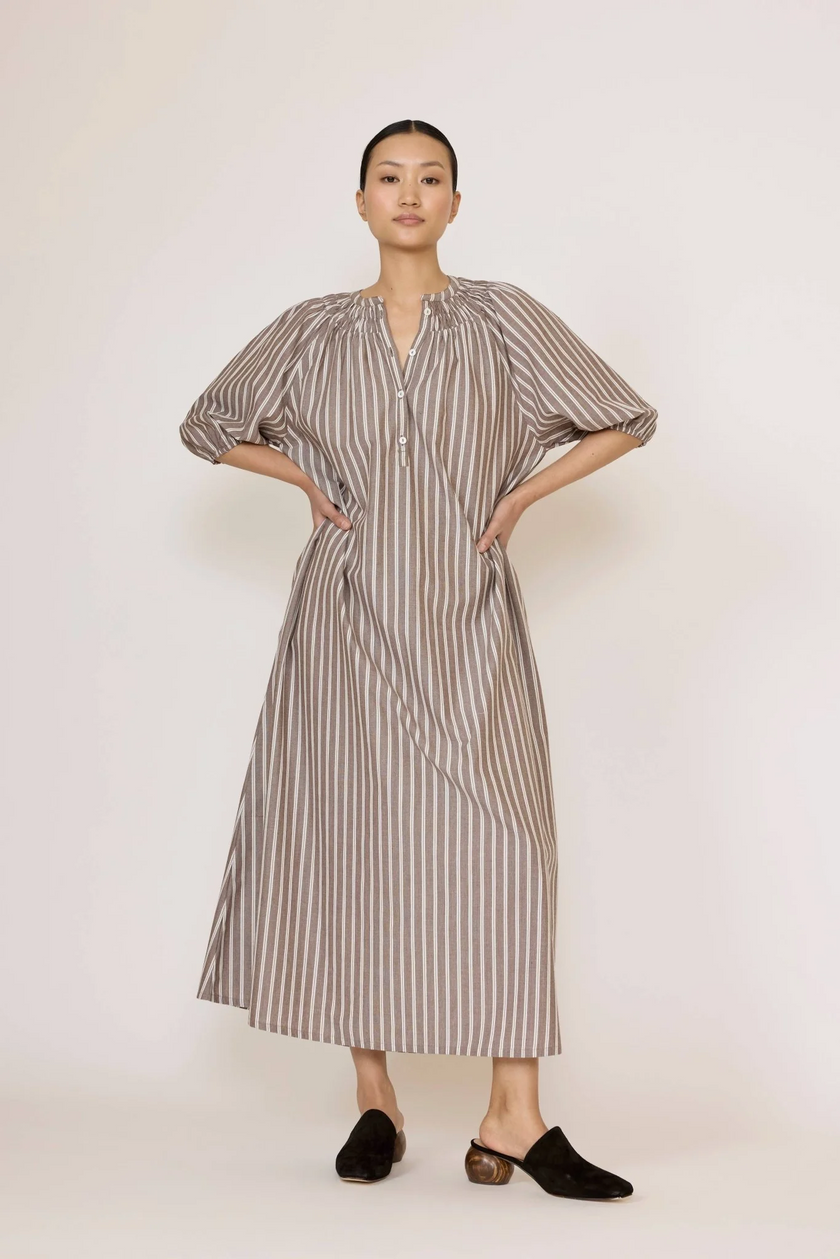 Popover Dress in Acorn Stripe