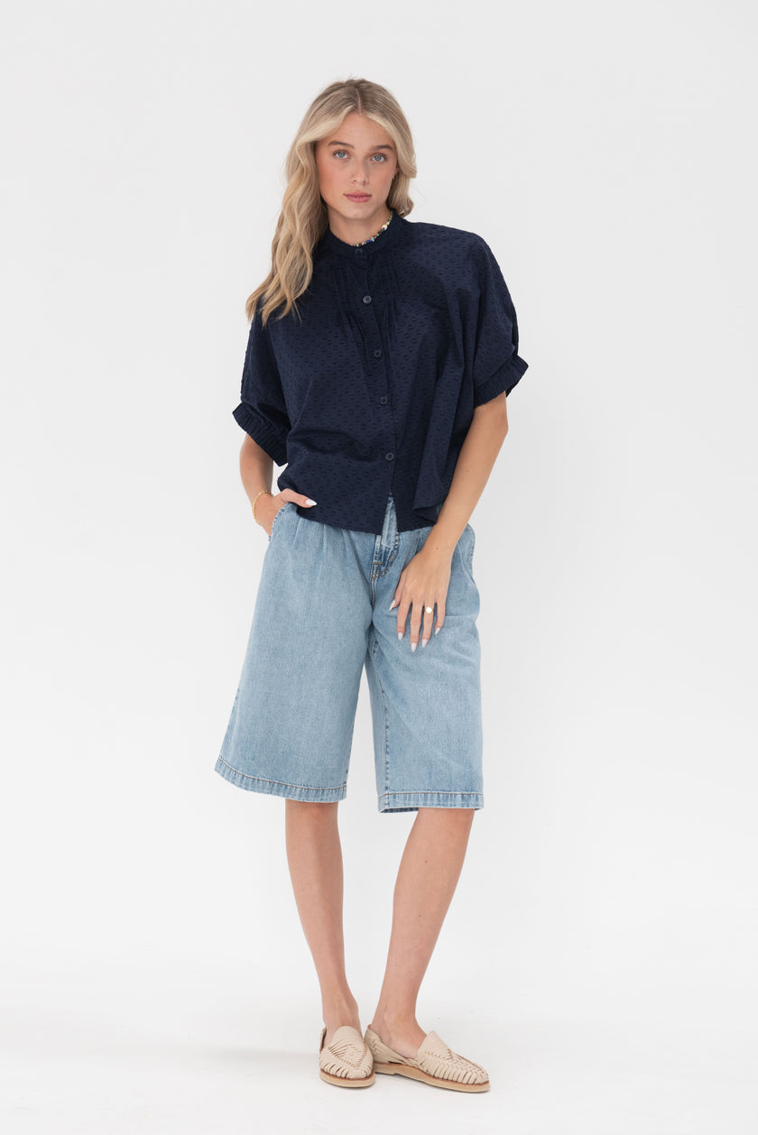 Emerson Fry Mandarin Collar Top - Organic Cotton