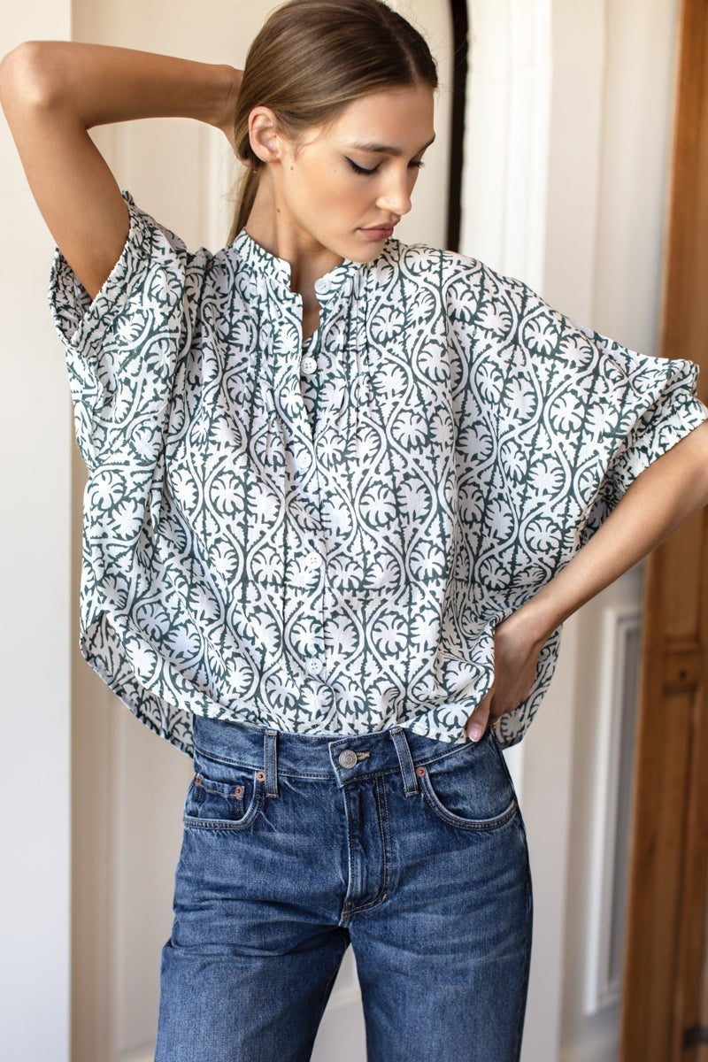 Emerson Fry Mandarin Collar Top - Organic Cotton