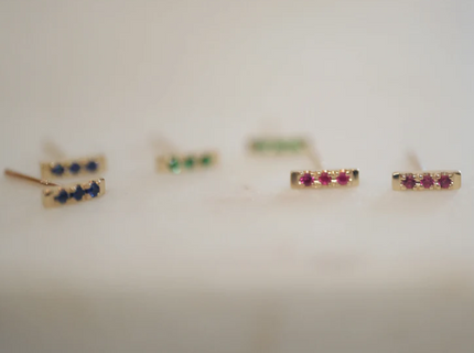 Gjenmi 14K Gold Tic Tac Earring - Gemstone