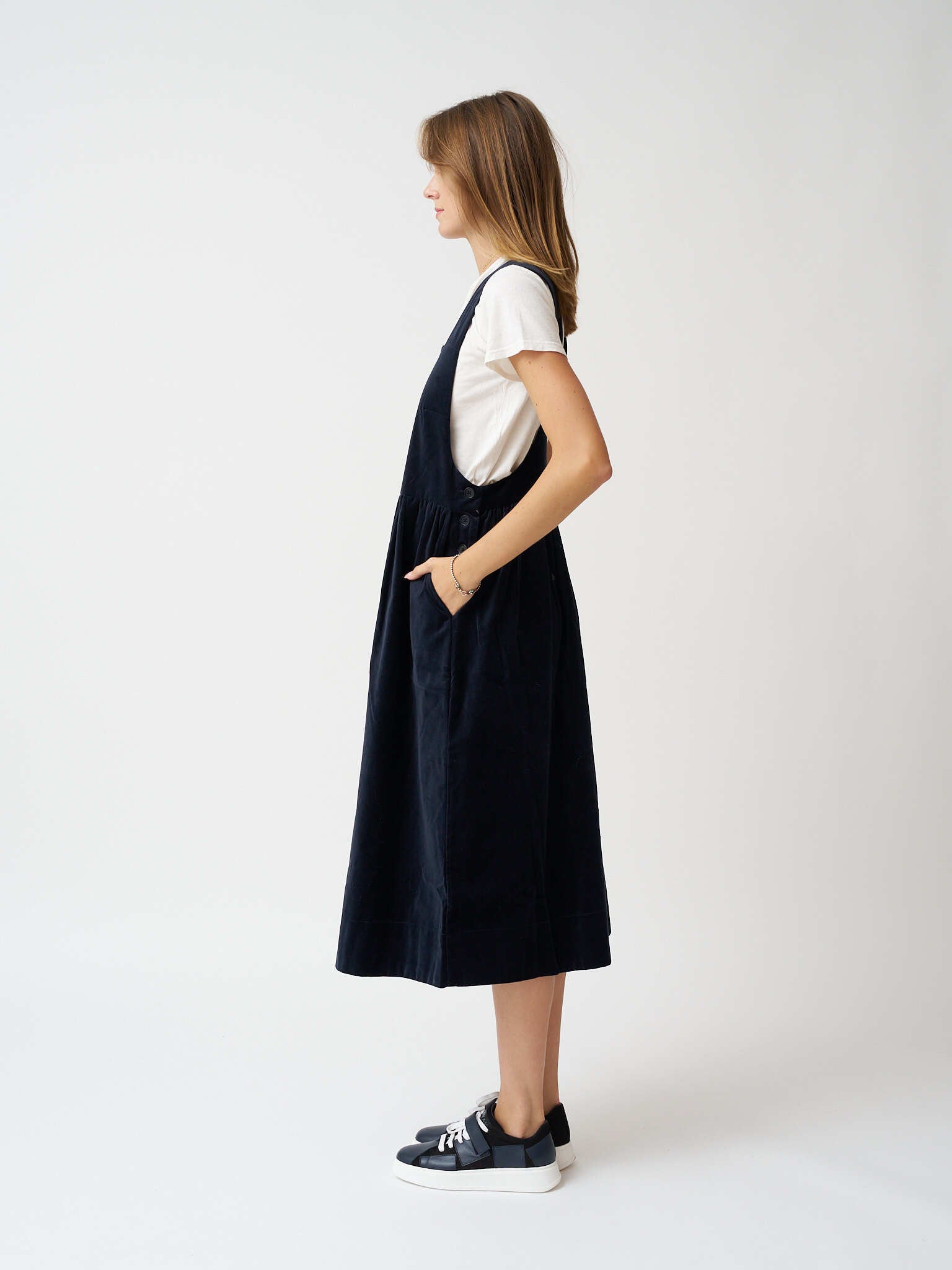 TOAST Cotton Velvet Pinafore Dress - Night