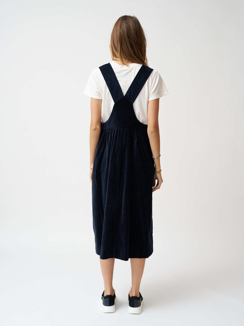 Cotton Velvet Pinafore Dress - Night