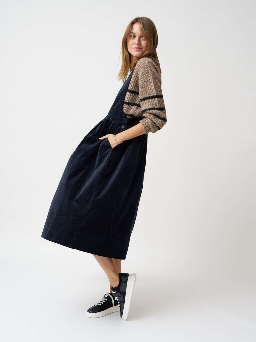 Cotton Velvet Pinafore Dress - Night