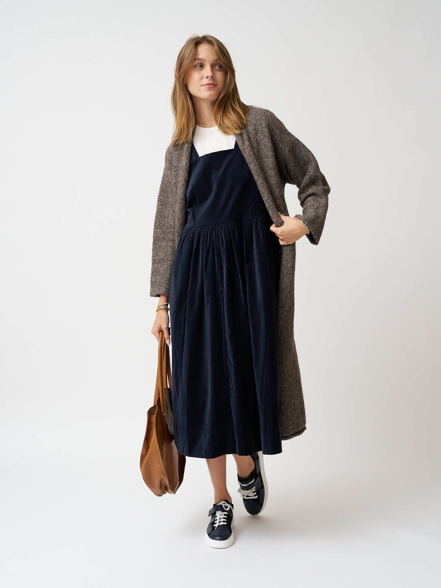 TOAST Cotton Velvet Pinafore Dress - Night
