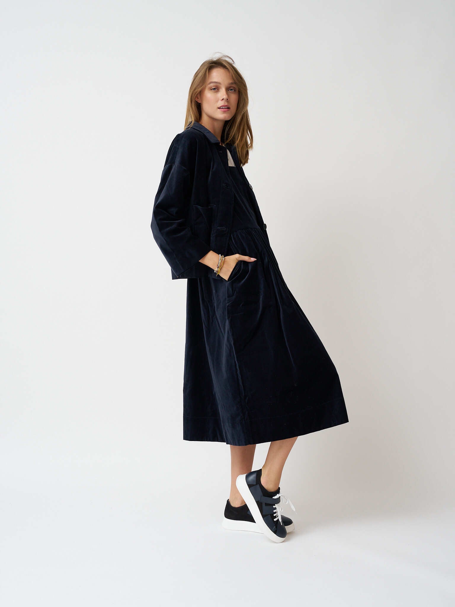 TOAST Cotton Velvet Pinafore Dress - Night