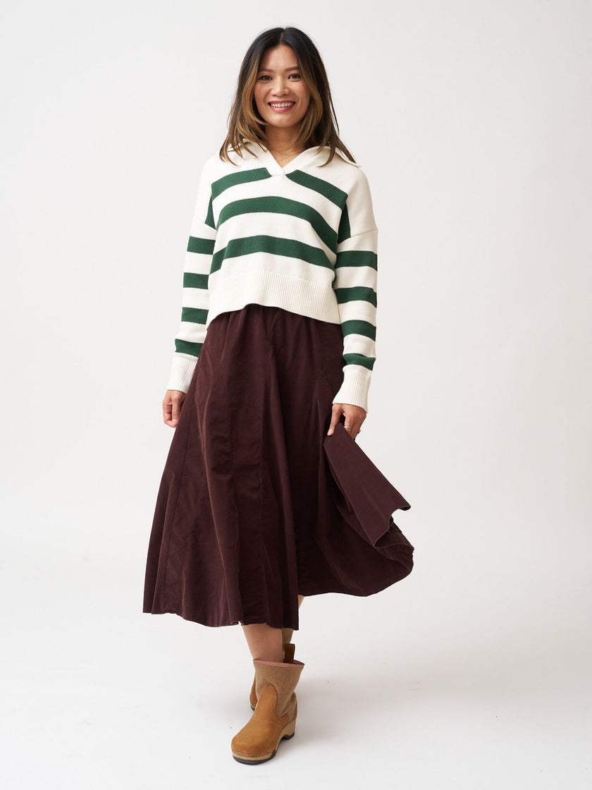CP Shades Fanny Fine Wale Cord Skirt - Chocolate