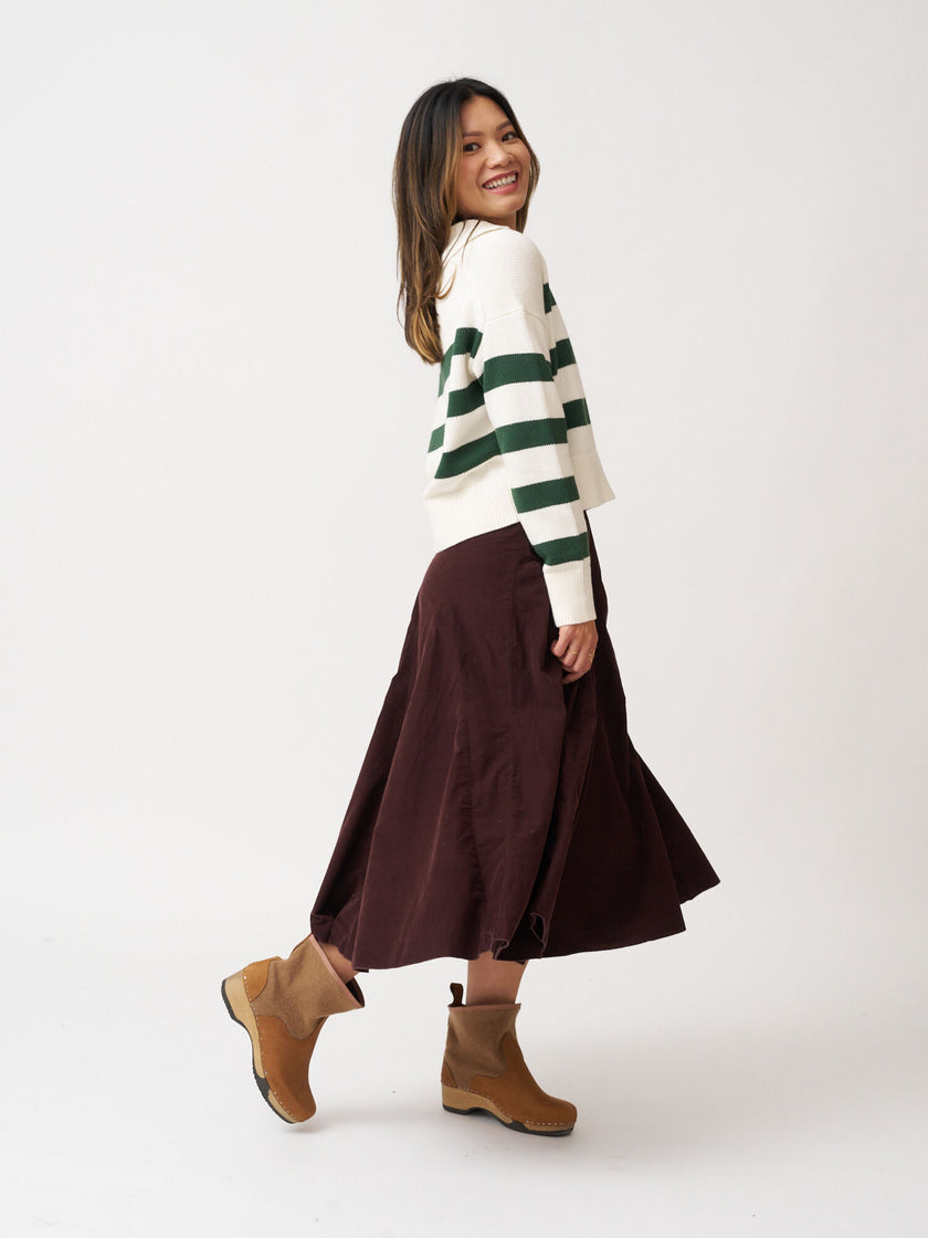 CP Shades Fanny Fine Wale Cord Skirt - Chocolate