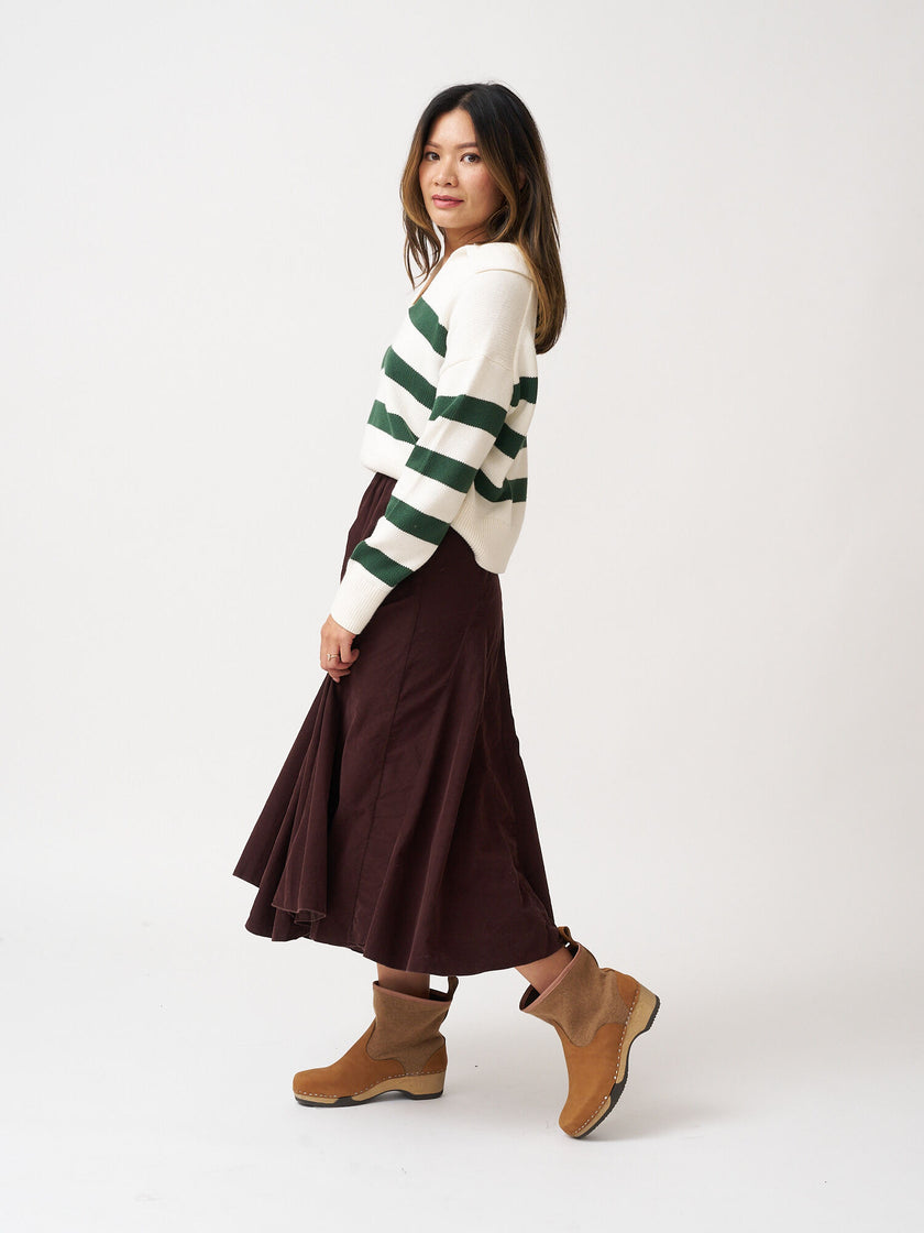 CP Shades Fanny Fine Wale Cord Skirt - Chocolate