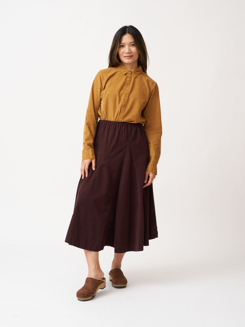 CP Shades Fanny Fine Wale Cord Skirt - Chocolate