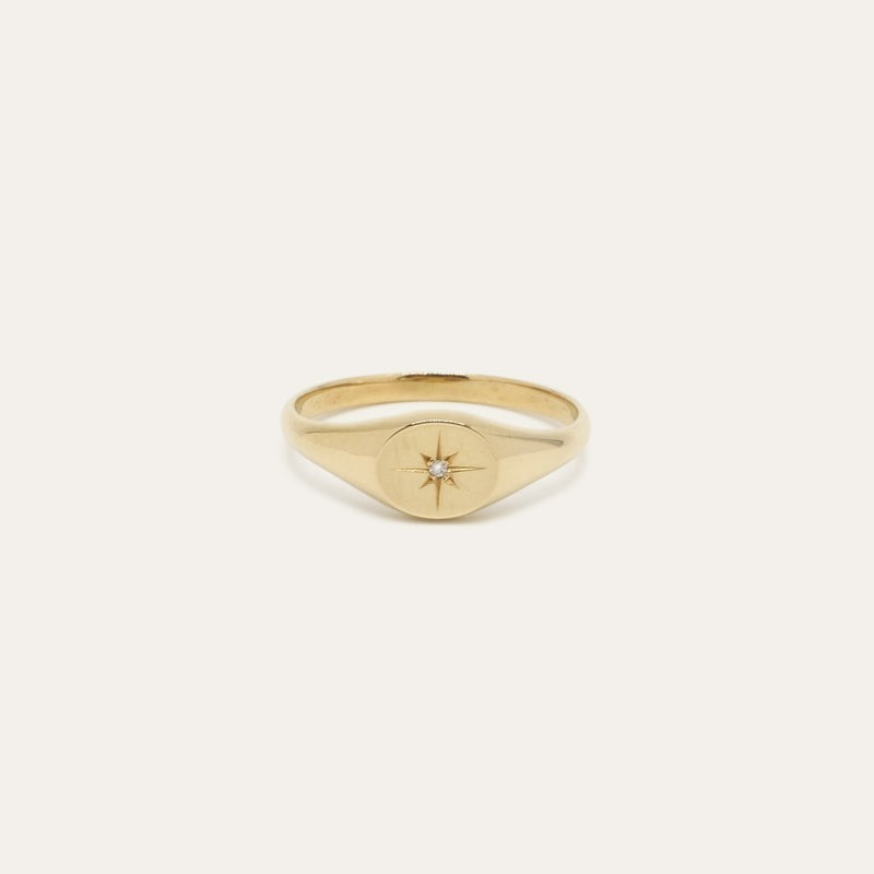 Gjenmi 14K Gold Baby Signet Diamond Ring