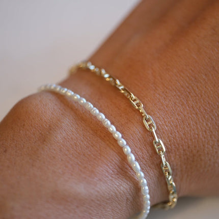 Gjenmi 14K Gold + Pearl Rice Bracelet