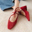 Either/Or Heeled Ballet - Red Suede