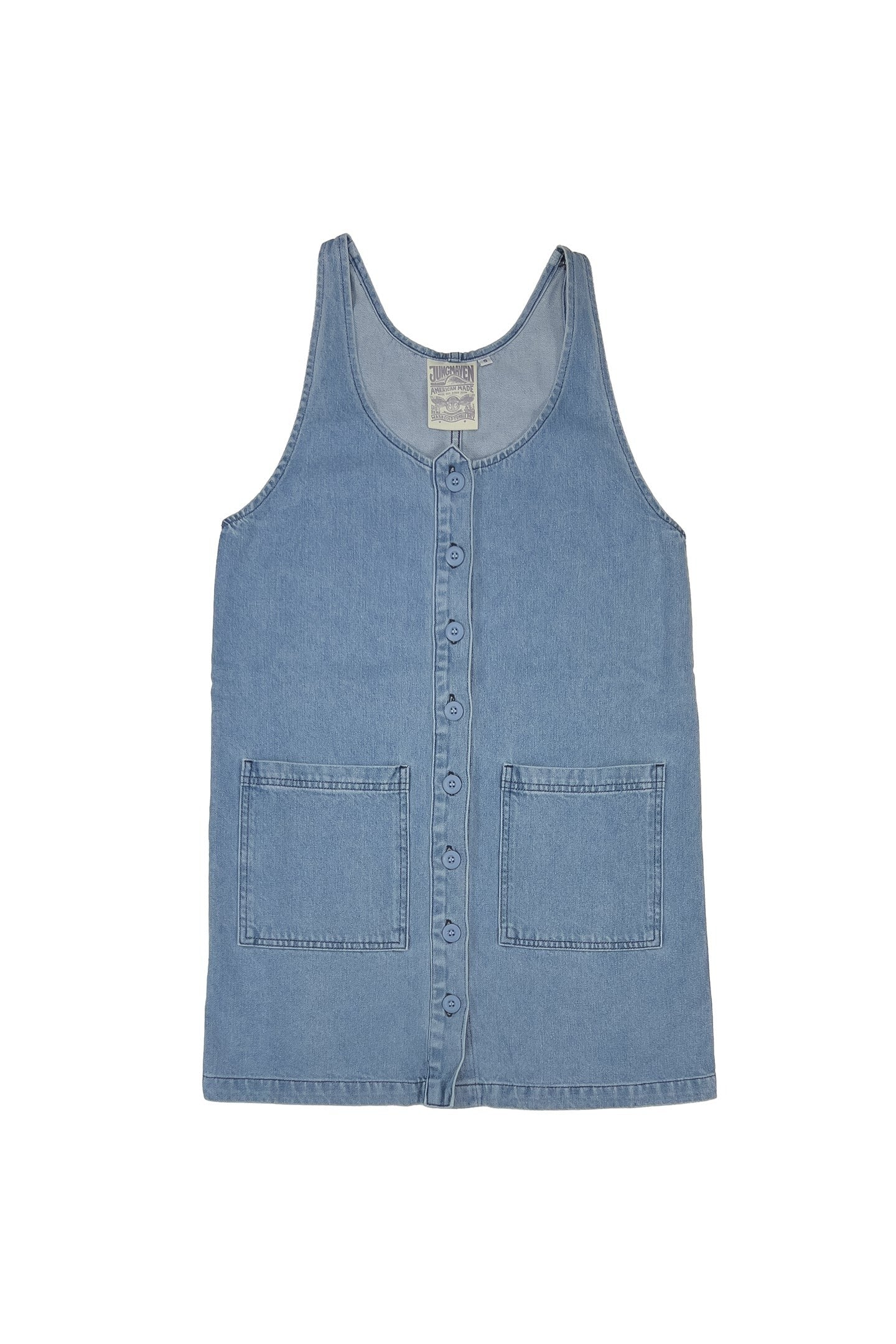 Jungmaven Denim Button Front Jumper Dress - Light Denim
