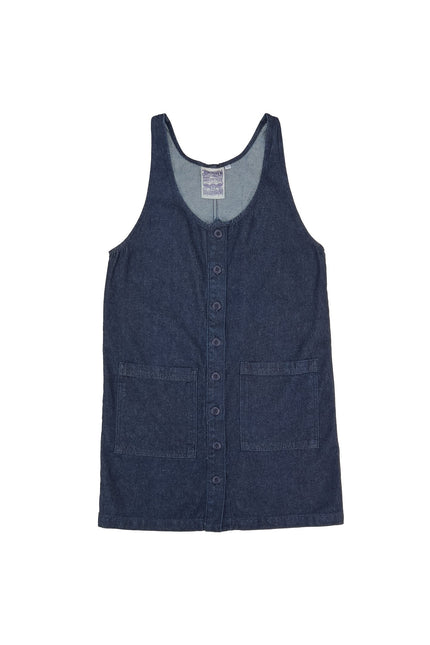 Jungmaven Denim Button Front Jumper Dress - Dark Wash Denim