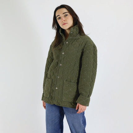 Utility Canvas Quilted Snap Jacket - Olive
