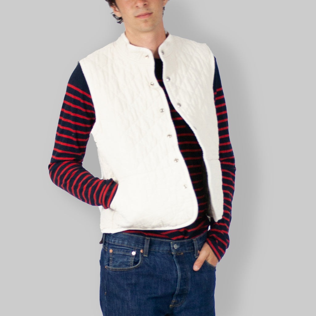 Utility Canvas Quilted Snap Vest - Natural