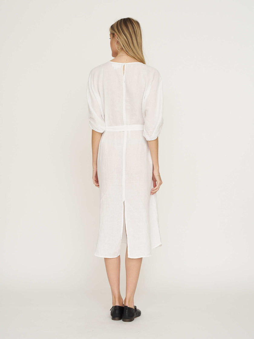Linen Carmen Dress - White