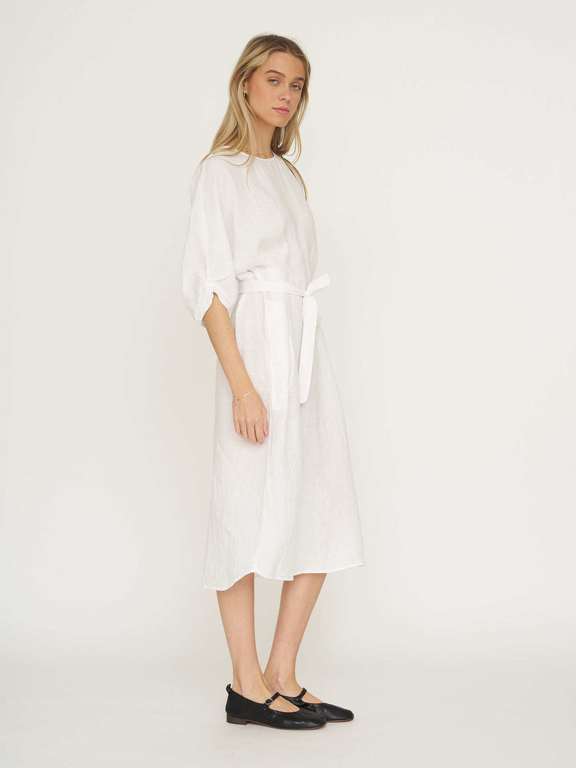 Linen Carmen Dress - White