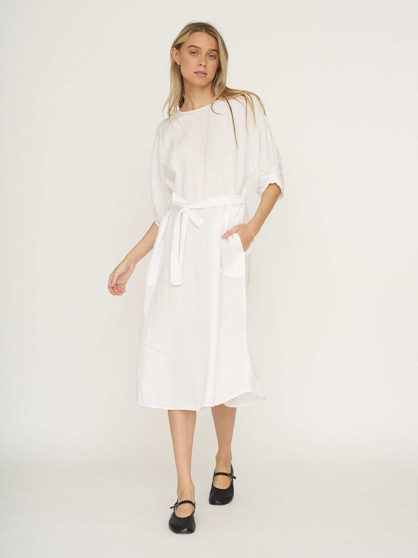 Linen Carmen Dress - White