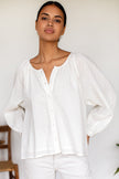 Emerson Fry Frances Blouse - Dot Stripe Ivory Organic