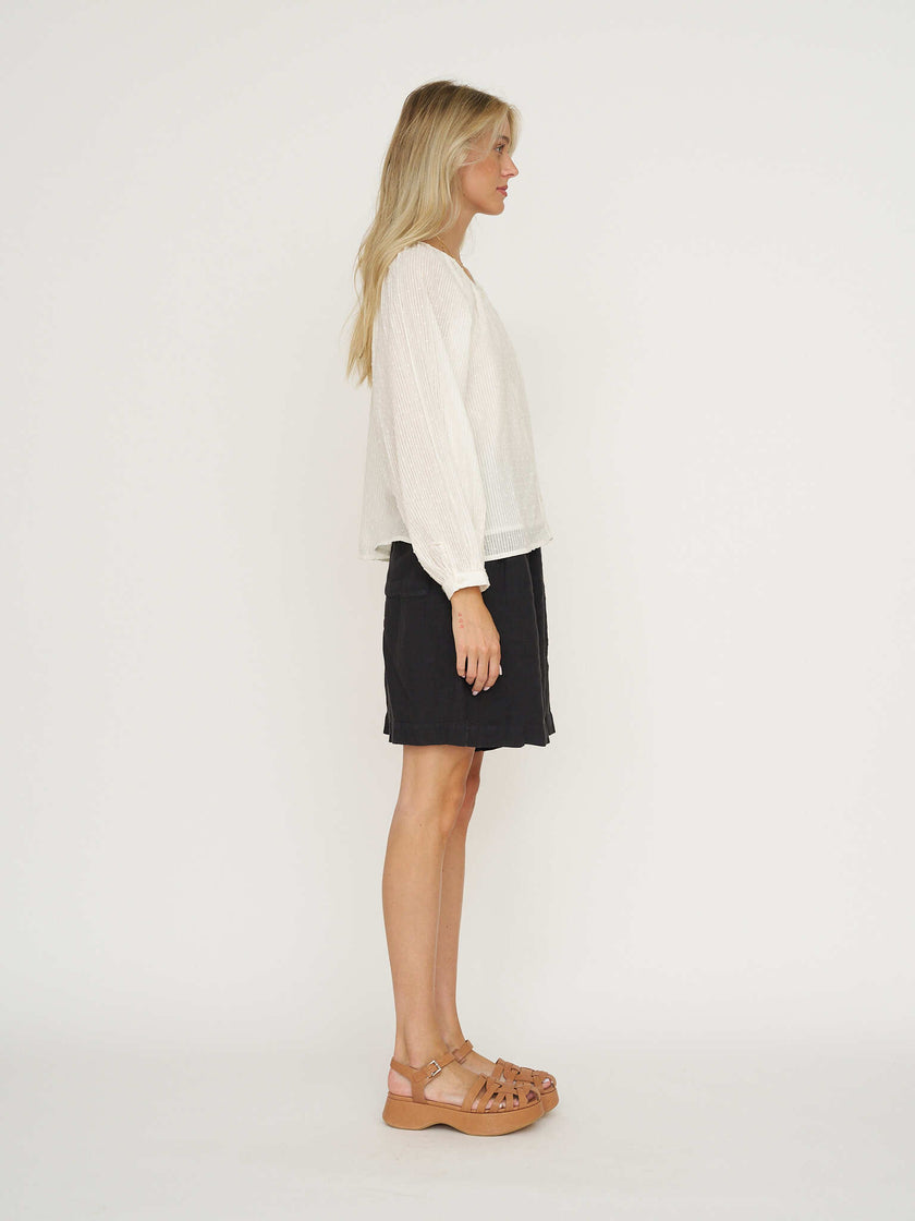 Emerson Fry Frances Blouse - Dot Stripe Ivory Organic