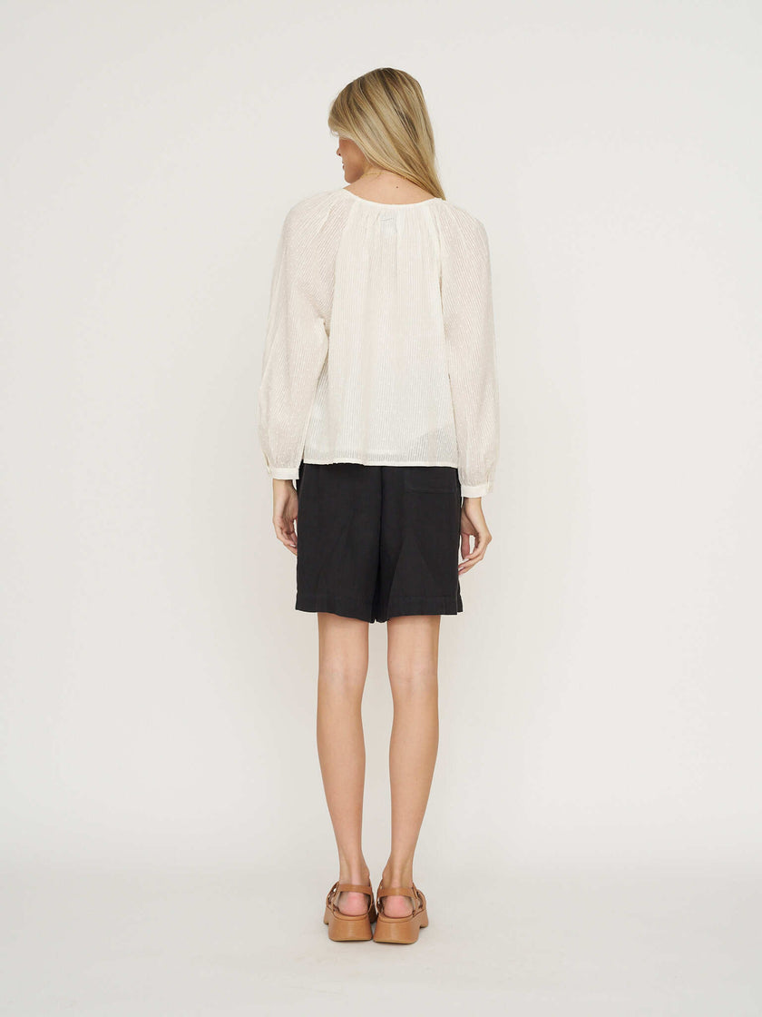 Emerson Fry Frances Blouse - Dot Stripe Ivory Organic