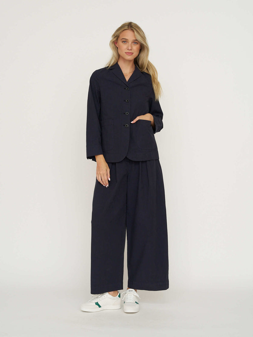 TOAST Tailored Cotton Linen Poplin Jacket - Raven Blue