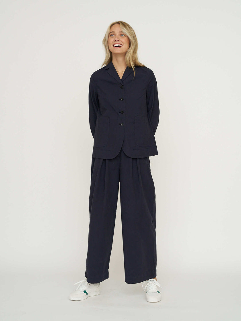 TOAST Tailored Cotton Linen Poplin Jacket - Raven Blue