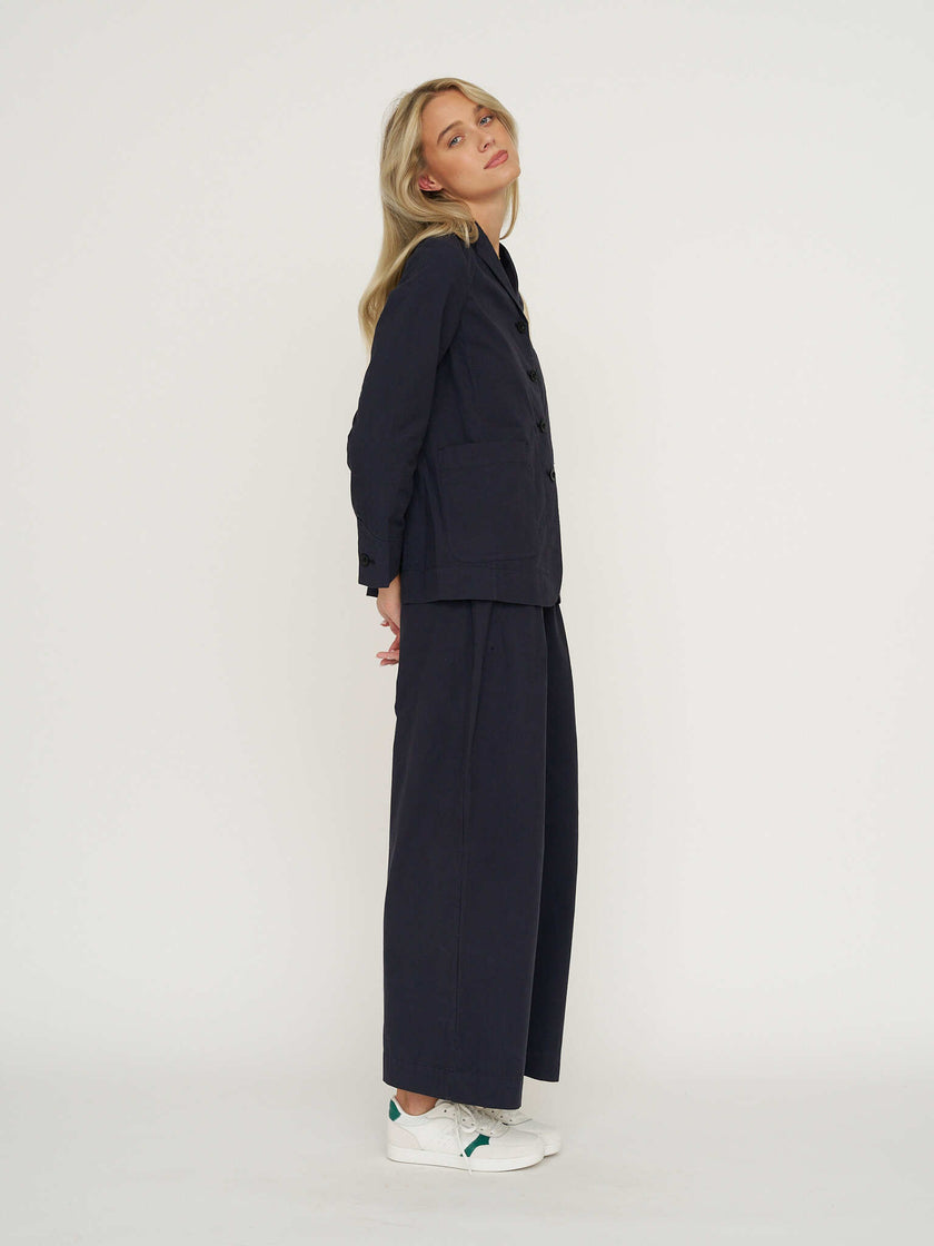 TOAST Tailored Cotton Linen Poplin Jacket - Raven Blue