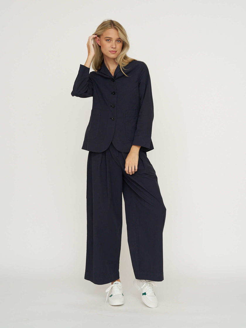 TOAST Tailored Cotton Linen Poplin Jacket - Raven Blue