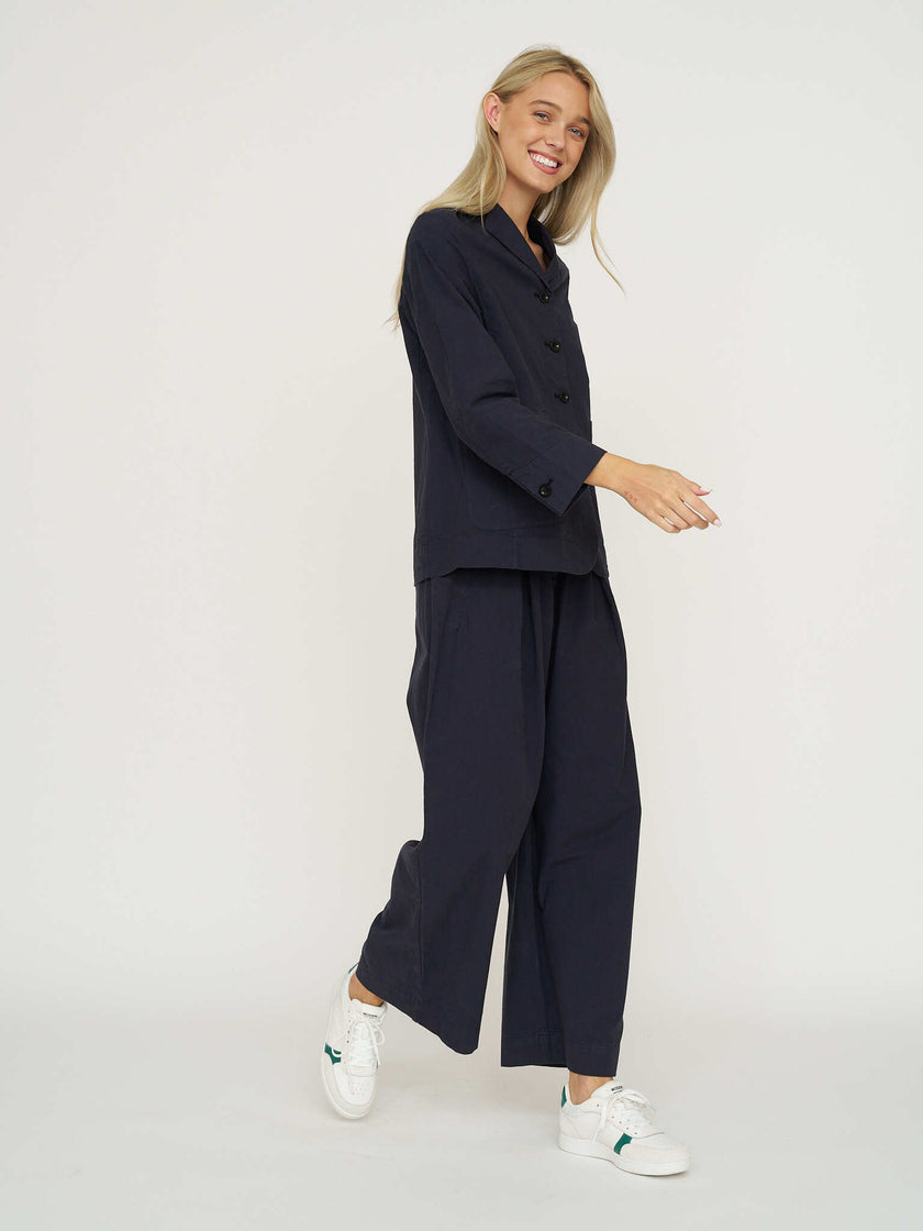 TOAST Tailored Cotton Linen Poplin Jacket - Raven Blue