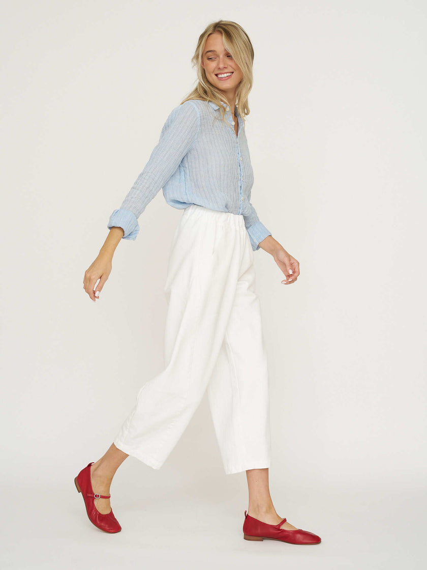 CP Shades Romy Linen Top - Blue Stripe