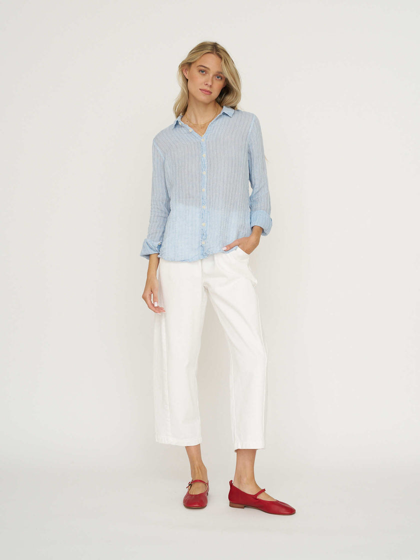 CP Shades Romy Linen Top - Blue Stripe