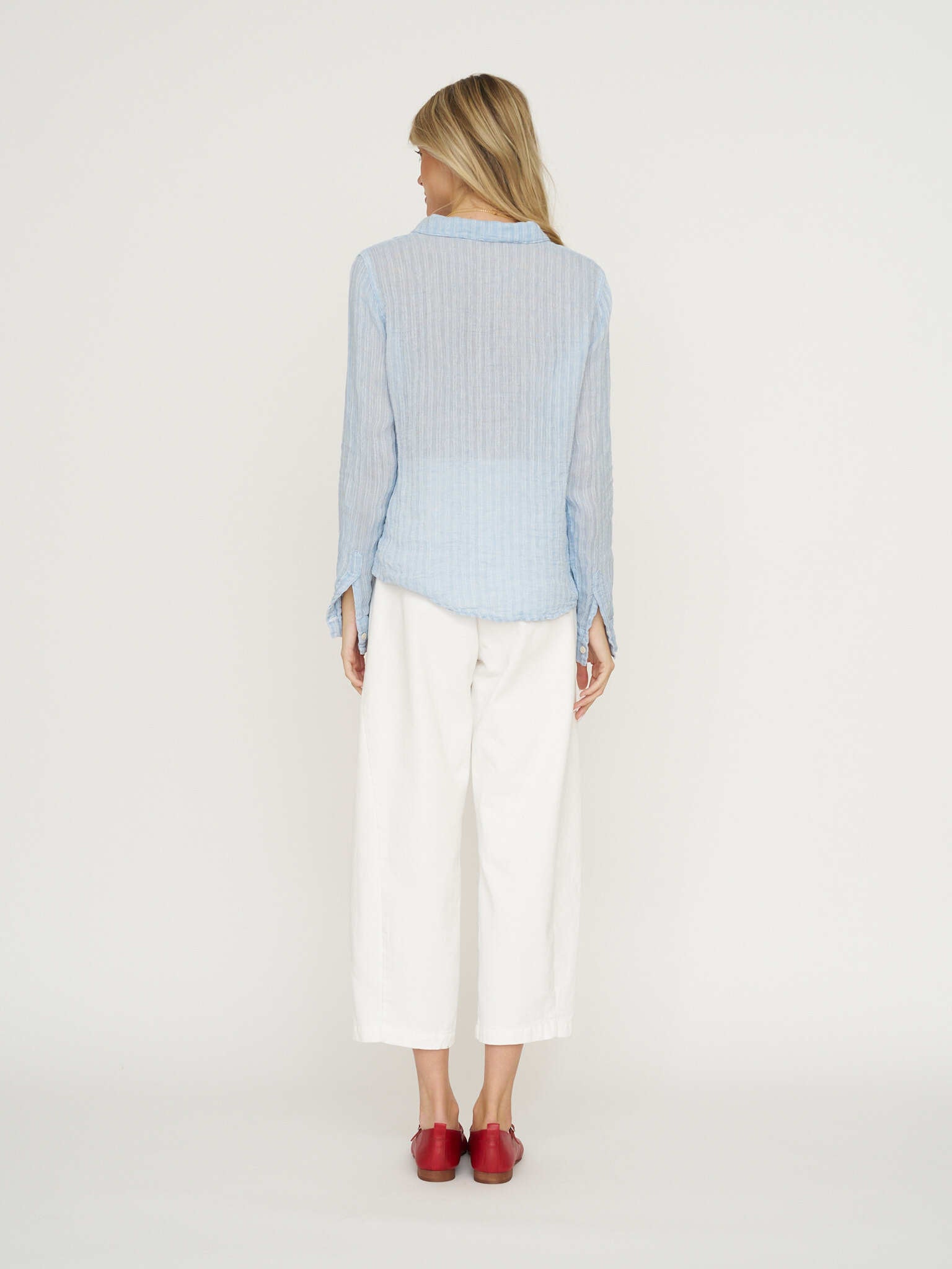 CP Shades Romy Linen Top - Blue Stripe