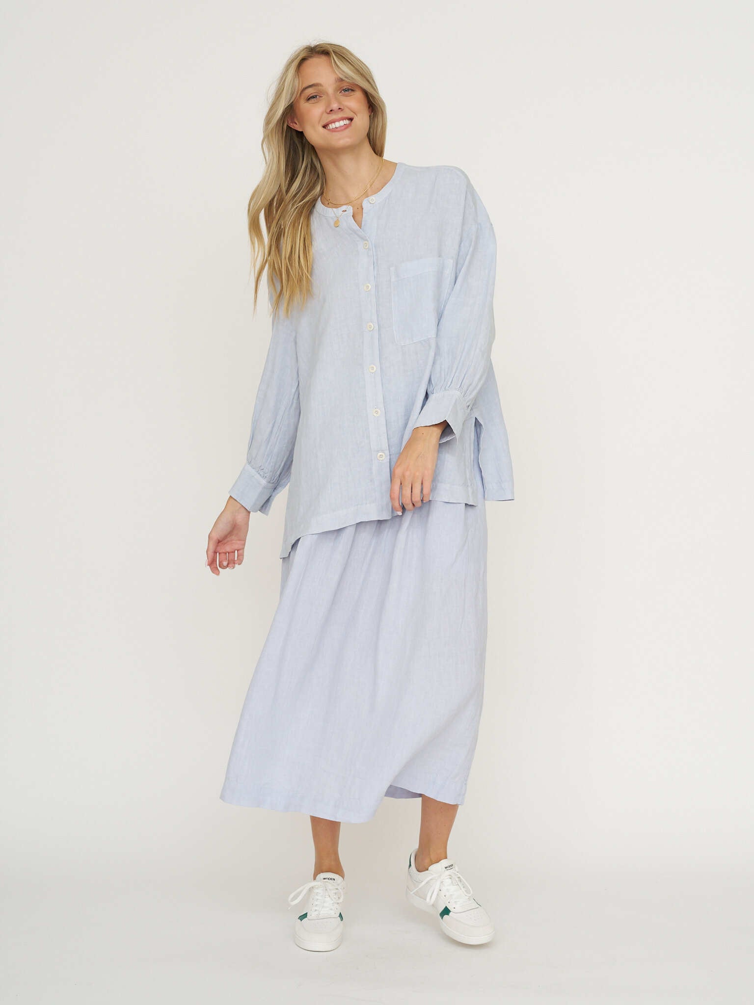 TOAST Garment Dyed Linen Oversized Shirt - Egg Blue