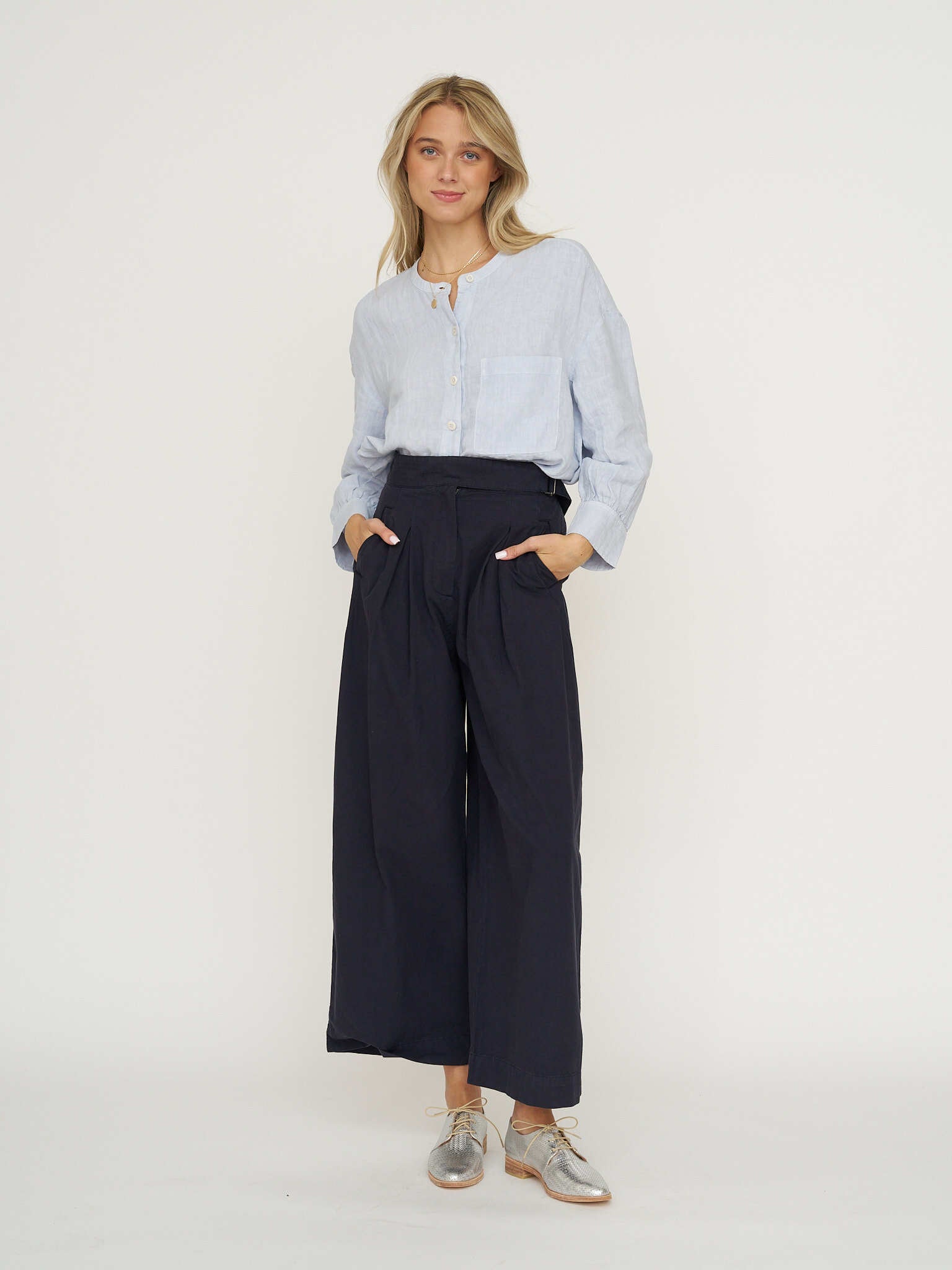 TOAST Garment Dyed Linen Oversized Shirt - Egg Blue