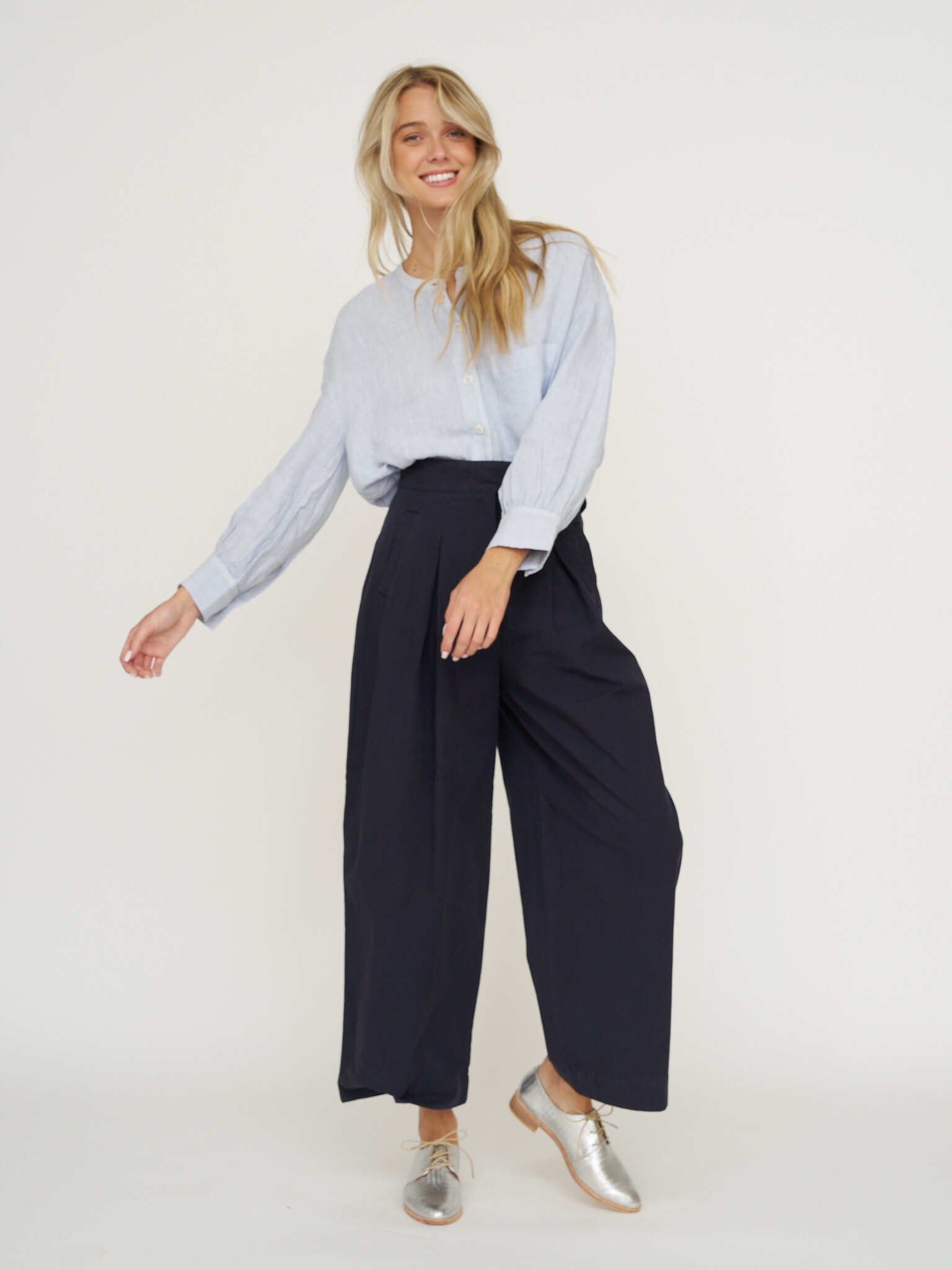 TOAST Garment Dyed Linen Oversized Shirt - Egg Blue