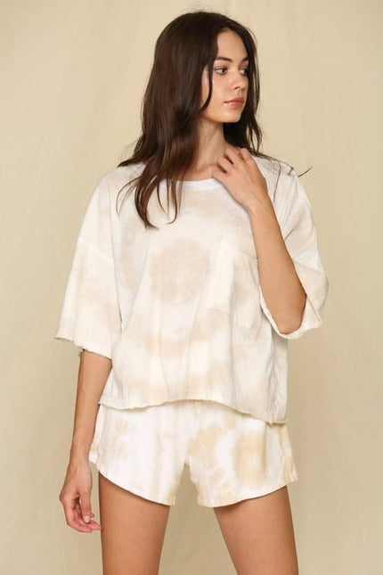 Blank Paige Bullseye Top - Taupe/White