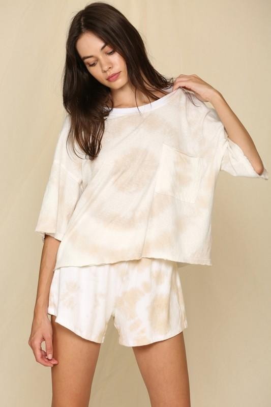 Blank Paige Bullseye Top - Taupe/White