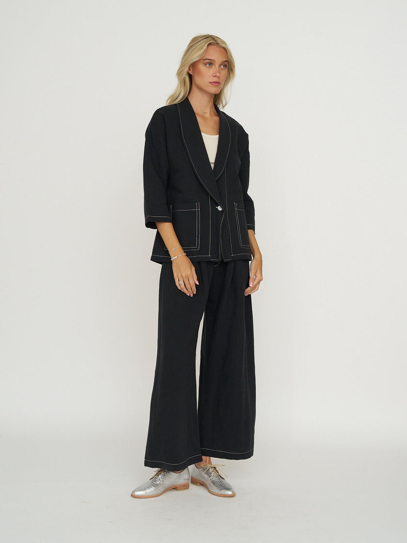 Allison Wonderland Concrete Blazer - Black