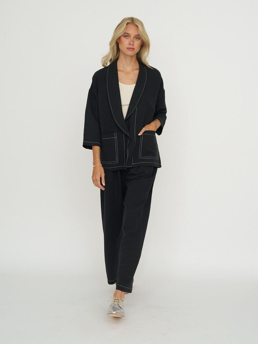 Allison Wonderland Concrete Blazer - Black