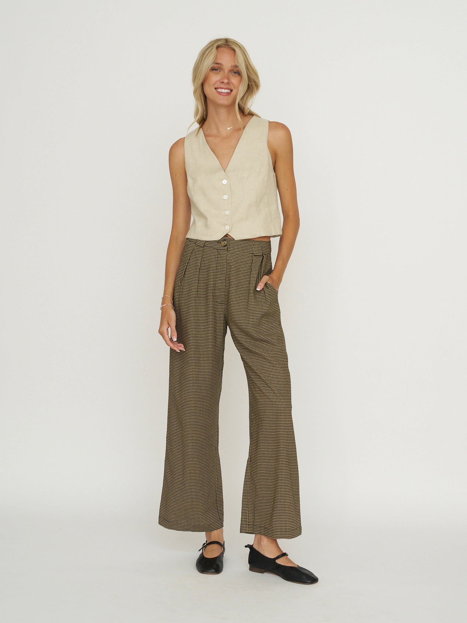 Whimsy + Row Bowie Vest - 100% Linen - Oatmeal